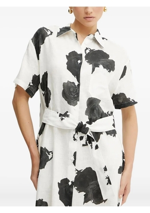 Liviana Conti rose-print belted midi shirt dress - White