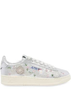 Autry Dallas Low floral-embroidered trainers - Silver