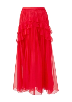 Carolina Herrera ruffle-detailed midi skirt - Red