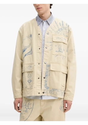 Desigual drawing-print flap-pocket jacket - Neutrals