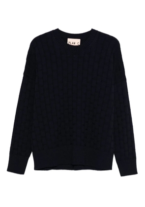 Plan C quilted crew-neck sweater - Blue