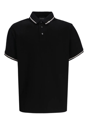 Emporio Armani tipped-collar cotton polo shirt - Black