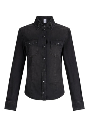LIU JO rhinestone-embellished denim shirt - Black