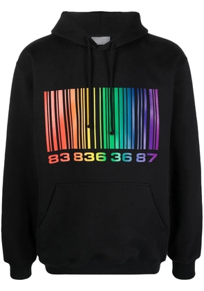 VTMNTS barcode-print pullover hoodie - Black