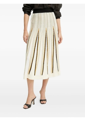 Forte Forte pleated striped-pattern midi skirt - White