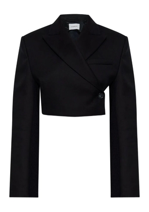 Sportmax cropped knitted-sleeve blazer - Black