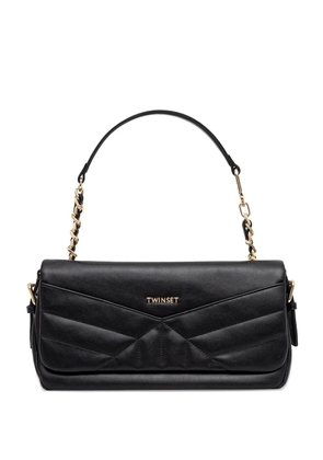 TWINSET side-buckle quilted leather shoulder bag - Black