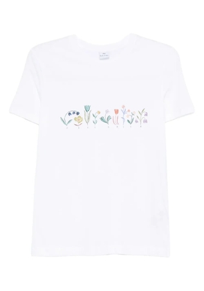 PS Paul Smith floral-embroidered T-shirt - White