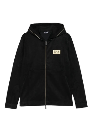 Ea7 Emporio Armani logo-plaque zip-up hoodie - Black