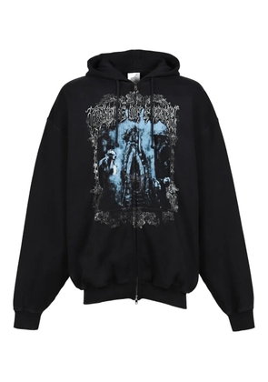 VETEMENTS graphic-print zip-up hoodie - Black