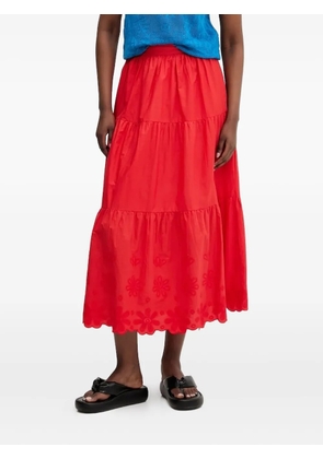 Desigual tiered embroidered midi skirt