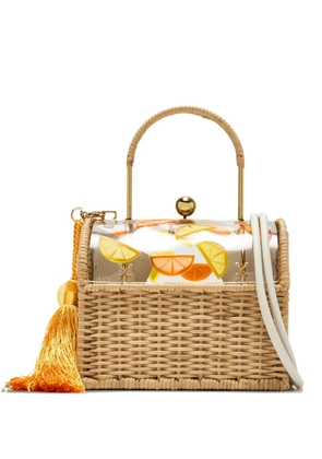 Waiwai Rio Lole citrus-print wicker tote bag - Neutrals