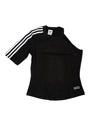 adidas three-stripe one-shoulder T-shirt - Black