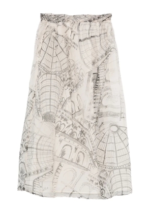 Paul & Joe graphic-print silk skirt - White