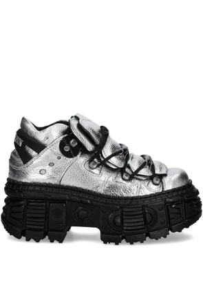 NEW ROCK metallic leather platform sneakers - Grey