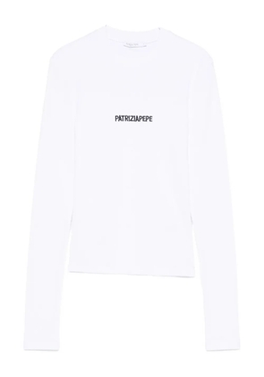Patrizia Pepe logo-embroidered long-sleeve t-shirt - White