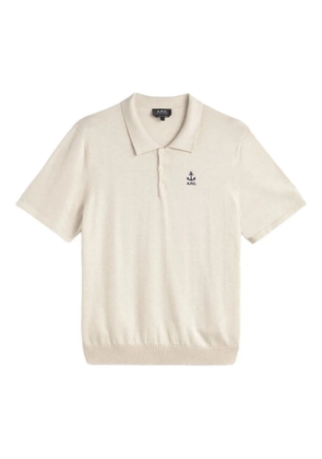 A.P.C. Octave anchor-embroidered polo shirt - Neutrals