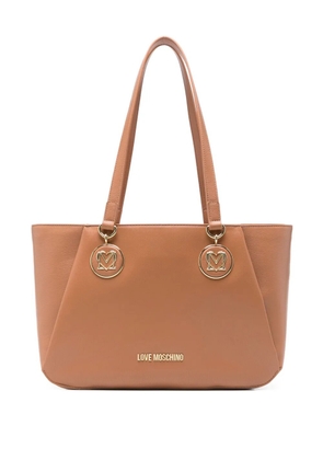 Love Moschino logo-plaque tote bag - Brown