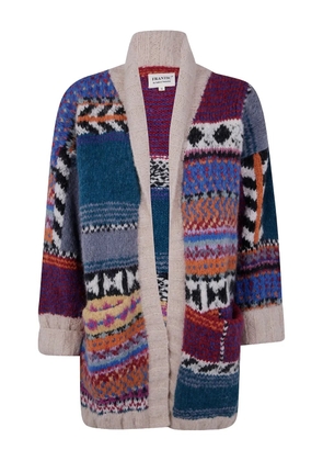 FRANTIC patchwork-pattern alpaca wool cardigan - White