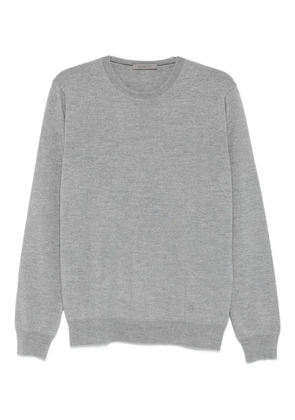 Corneliani embroidered-logo crew-neck sweater - Grey