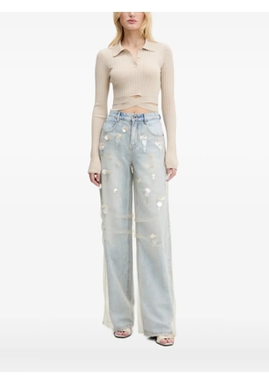 Miss Sixty ribbed-knit polo top - Neutrals