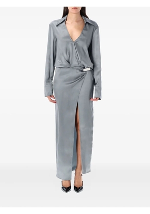 The Attico satin wrap dress - Blue