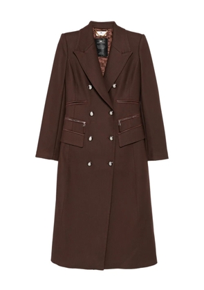 Elisabetta Franchi double-breasted leather-trimmed coat - Brown