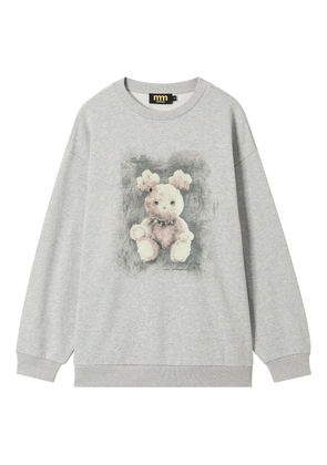 Mini Cream teddy-print sweatshirt - Grey