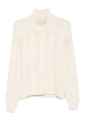 Incentive! Cashmere cable-knit turtleneck sweater - White