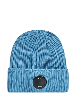 C.P. Company lens-detail ribbed beanie hat - Blue