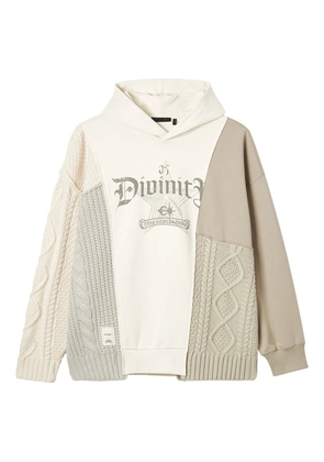 FIVE CM cable-knit patchwork hoodie - Neutrals