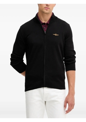 Aeronautica Militare zip-up embroidered cardigan - Black
