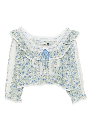 Rixo Oceana floral-print ruffled blouse - Blue