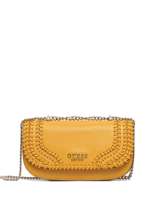 GUESS USA Tatum mini woven chain-strap cross-body bag - Yellow