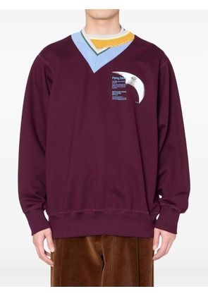 Kolor V-neck graphic-print sweatshirt - Red