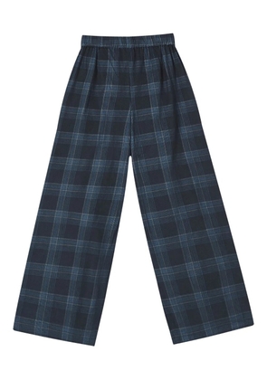 Mini Cream elasticated-waist checked trousers - Blue