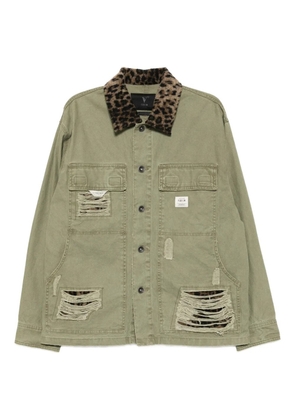 FIVE CM distressed shirt jacket - Green