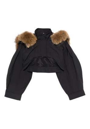 GANNI fur-trim jacket - Black