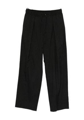 Attachment pinstripe-pattern trousers - Black