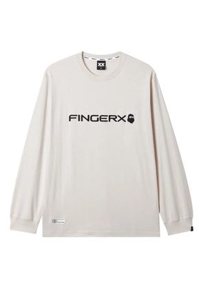 FINGERCROXX logo-embroidered long-sleeve T-shirt - White