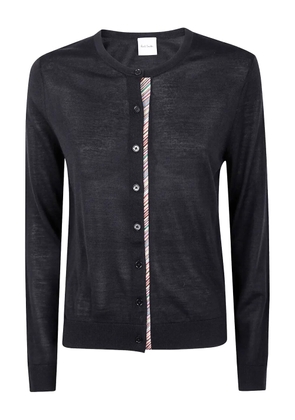 Paul Smith striped-detail wool cardigan - Black