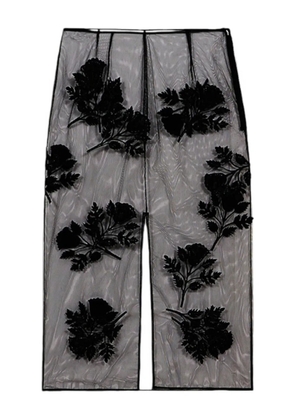 Blumarine flower-embroidered midi skirt - Black