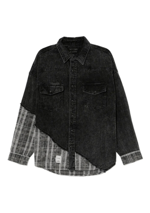 FIVE CM plaid shirt jacket - Black