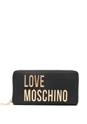Love Moschino logo-plaque zip-around wallet - Black