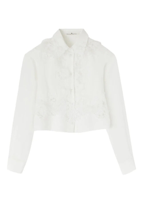 Ermanno Scervino lace-embellished silk shirt - Neutrals