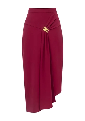 Elisabetta Franchi draping-jewel logo midi skirt - Red
