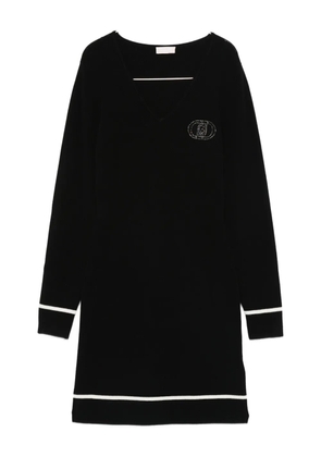 LIU JO V-neck logo-embellished dress - Black