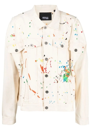Mostly Heard Rarely Seen paint-embroidered denim jacket - Neutrals