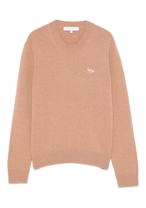 Maison Kitsuné fox-embroidered crew-neck sweater - Brown