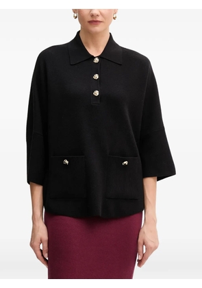 Joseph Ribkoff button-embellishment polo top - Black